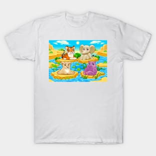 Baby cute Jungle animals in a natural landscape T-Shirt